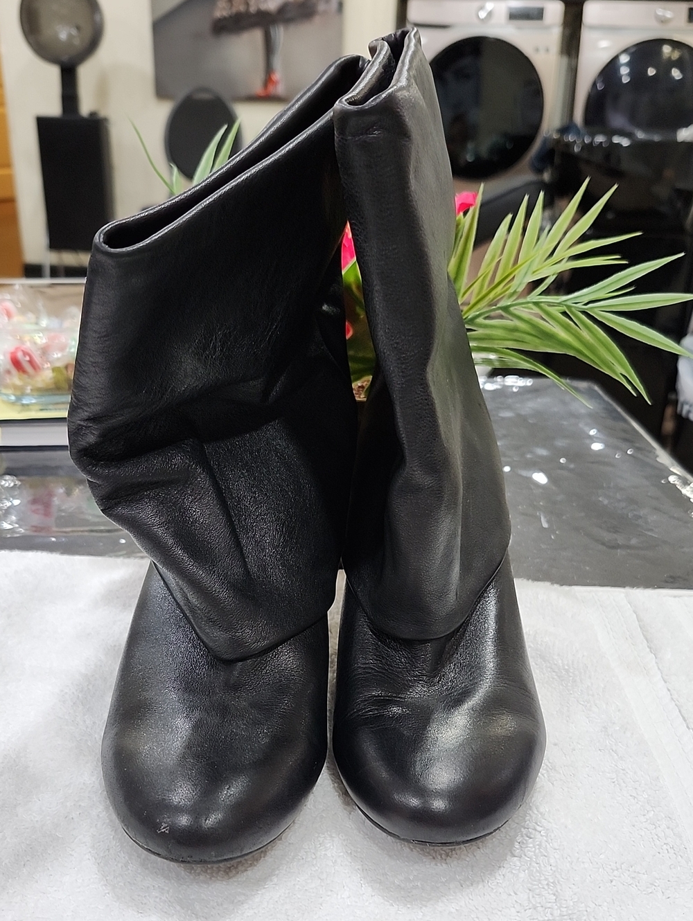 Gianni Bini Black Slouchy Leather Boots